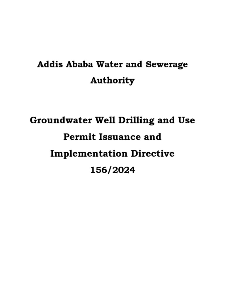 Addis Ababa Groundwater Well Permit Guide | PDF | License | Water