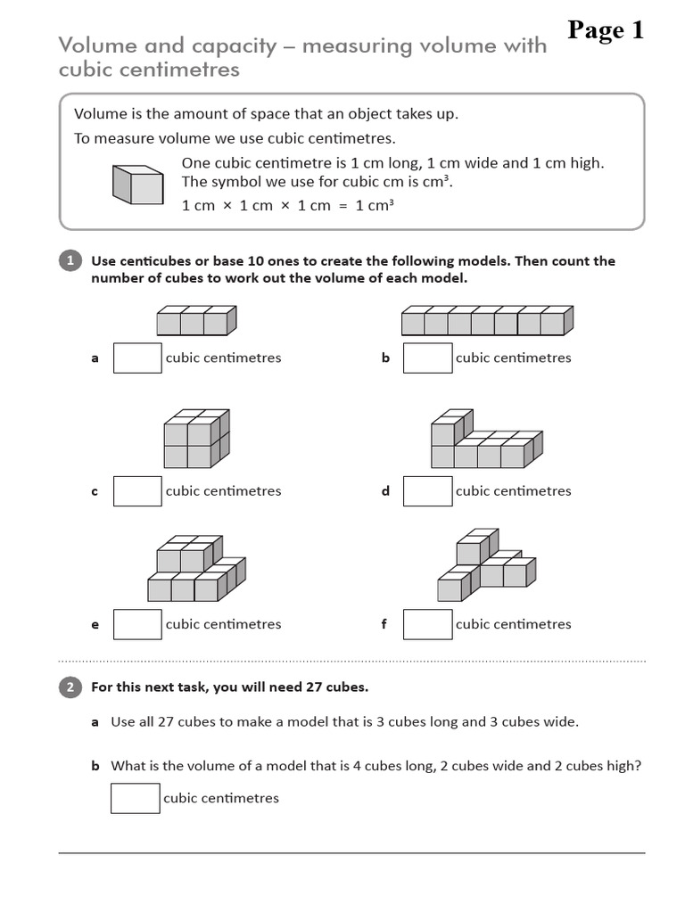 Volume Measurement with Cubes | PDF | Volume | Metrology