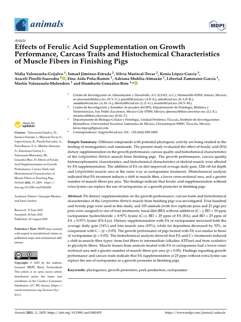 Effects of Ferulic Acid Supplementation On Growth Performance, ..., in ...