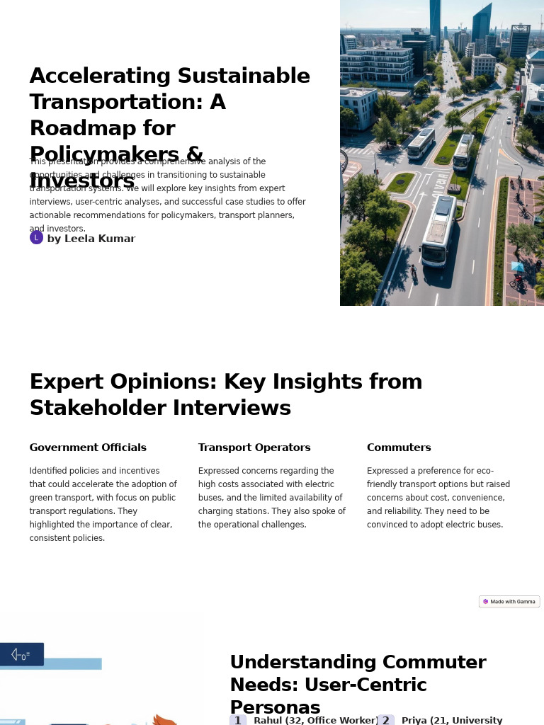 Accelerating Sustainable Transportation A Roadmap For Policymakers and ...