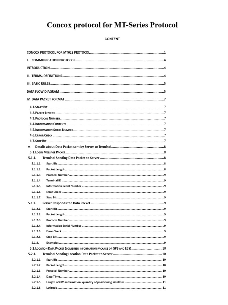 Concox MT-Series Protocol Overview | PDF | Network Packet | Global ...