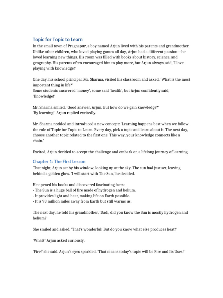 Arjun's Journey of Lifelong Learning | PDF | Sun