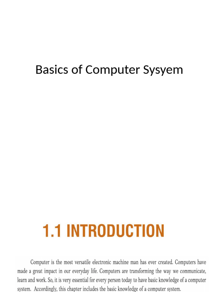 Basics of Computer Sysyem | PDF