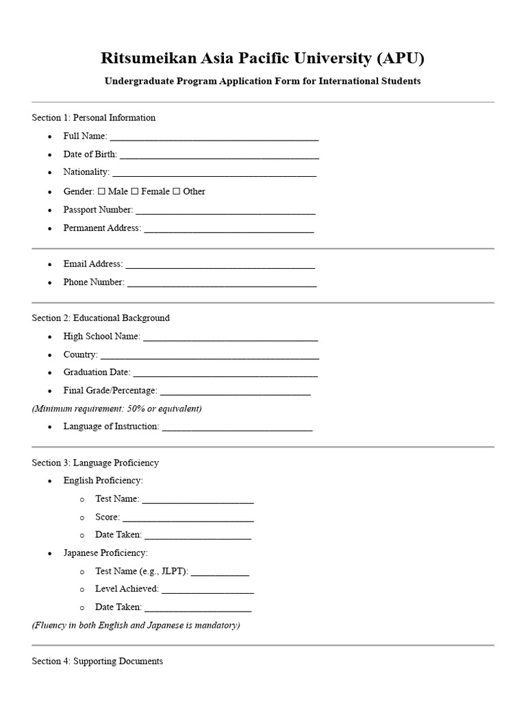 APU Undergraduate Application Guide | PDF