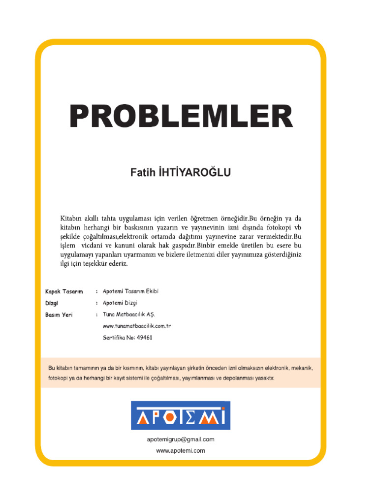 Apotemi̇ Problemler SB 2023 | PDF