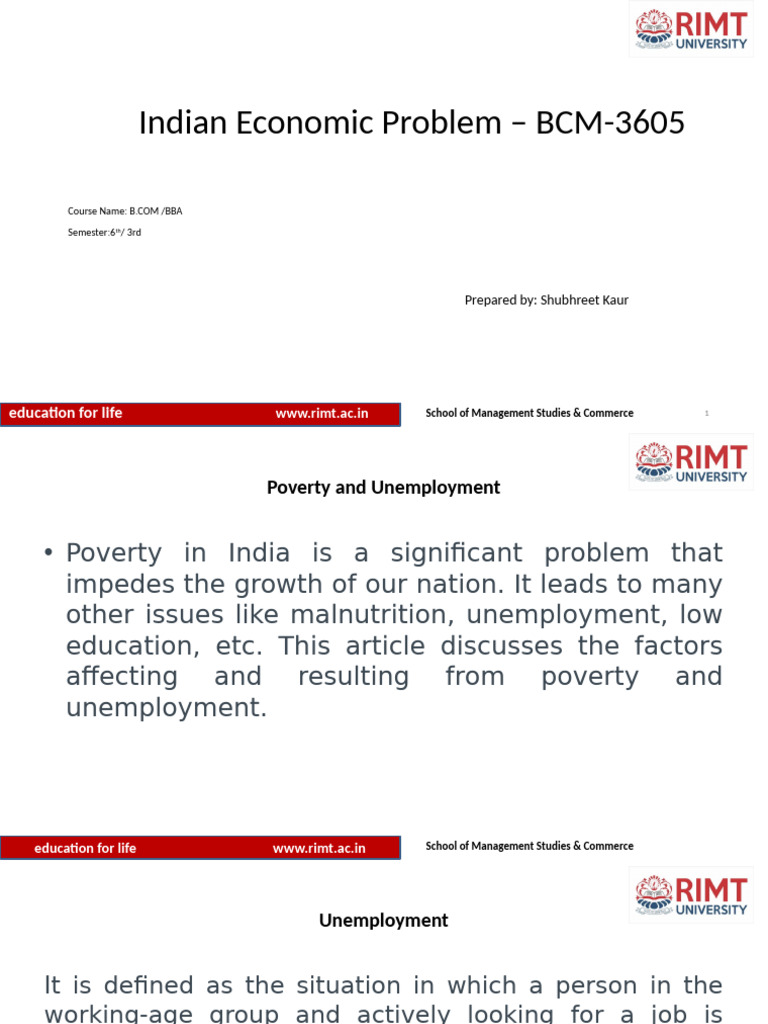 Poverty and Unemployment in India | PDF | Unemployment | Recession