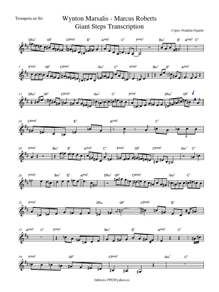 Wynton Marsalis Marcus Roberts Giant Steps Transcription Trompeta en ...