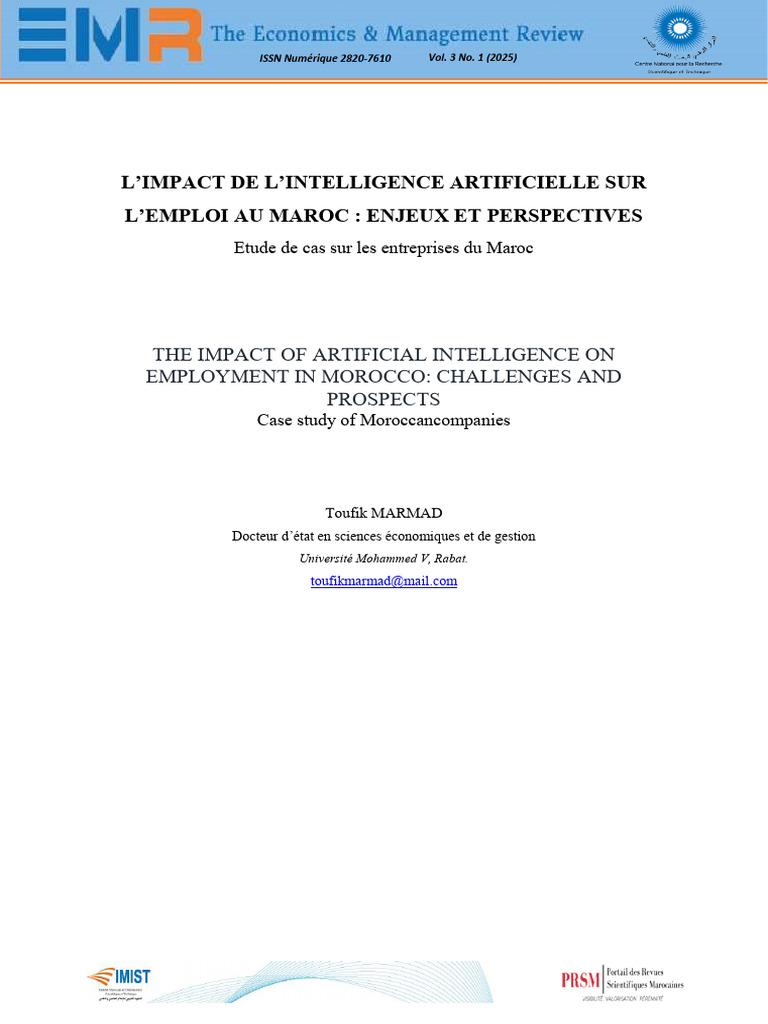 Impact de l'IA sur l'emploi au Maroc | PDF | Intelligence artificielle ...