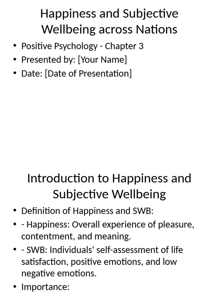 Happiness and SWB Chapter3 Presentation | PDF | Happiness | Well Being