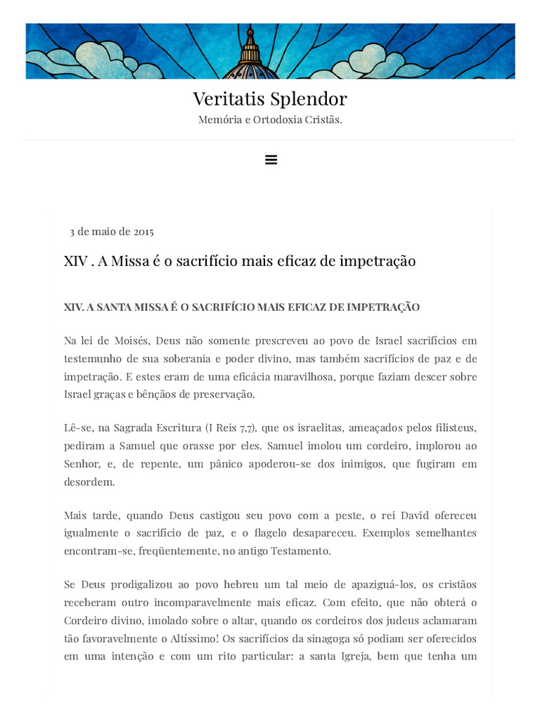 Eficácia da Missa como Sacrifício de Impetração | PDF | Sacrifício | Oração