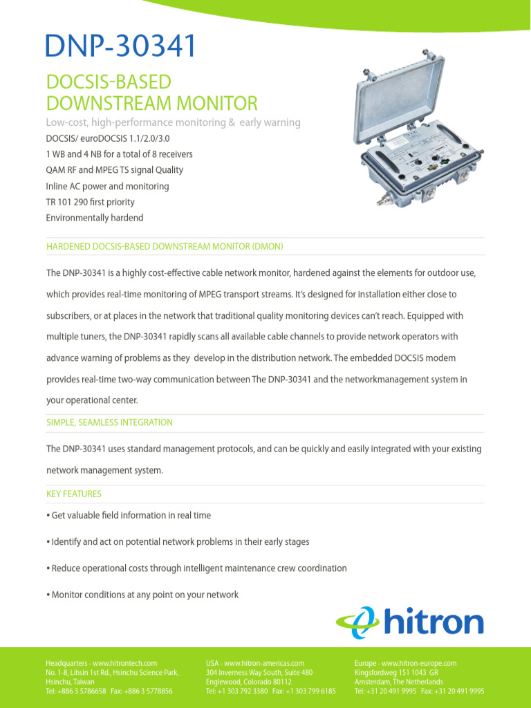 Hardened DOCSIS Downstream Monitor DNP-30341 | PDF | Telecommunications ...