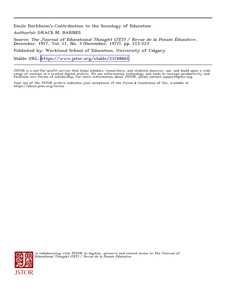 Durkheim's Impact on Education Sociology | PDF | Émile Durkheim | Sociology