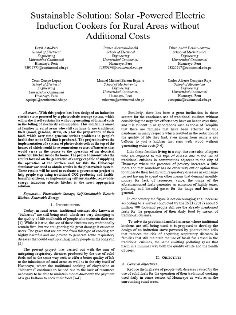 Solar-Powered Induction Cookers for Rural Areas | PDF | Photovoltaics ...