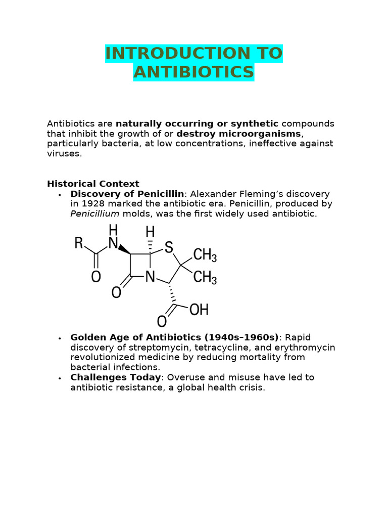 Introduction to Antibiotics Overview | PDF | Penicillin | Biosynthesis