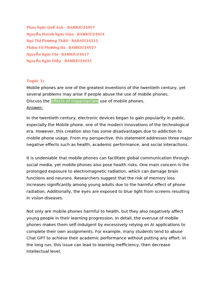 Effects of Mobile Phone Misuse | PDF | You Tube | Social Media