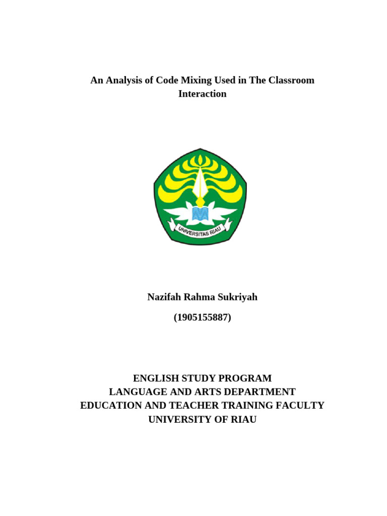 An Analysis of Code Mixing Used in The Classroom Interaction | PDF