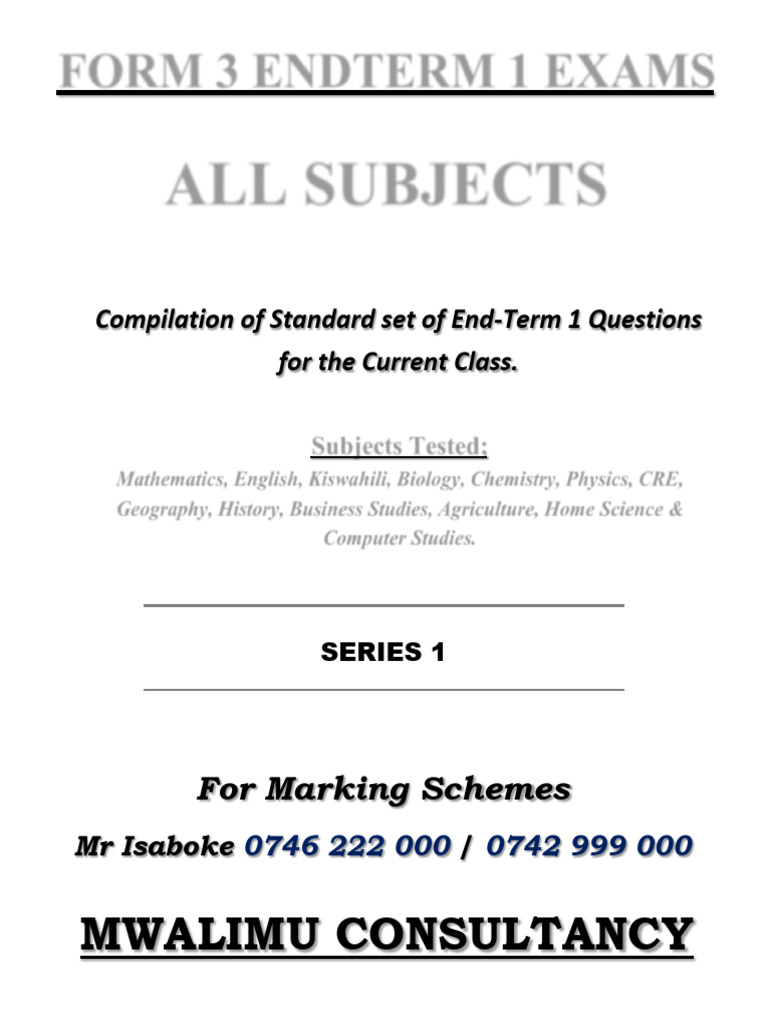 Form 3 End-Term 1 Exam Questions | PDF