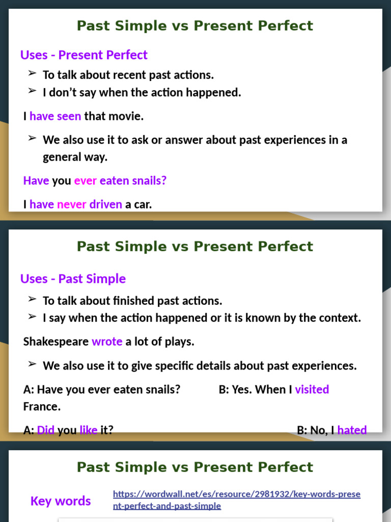 7-11 Past Simple Vs Present Perfect | PDF
