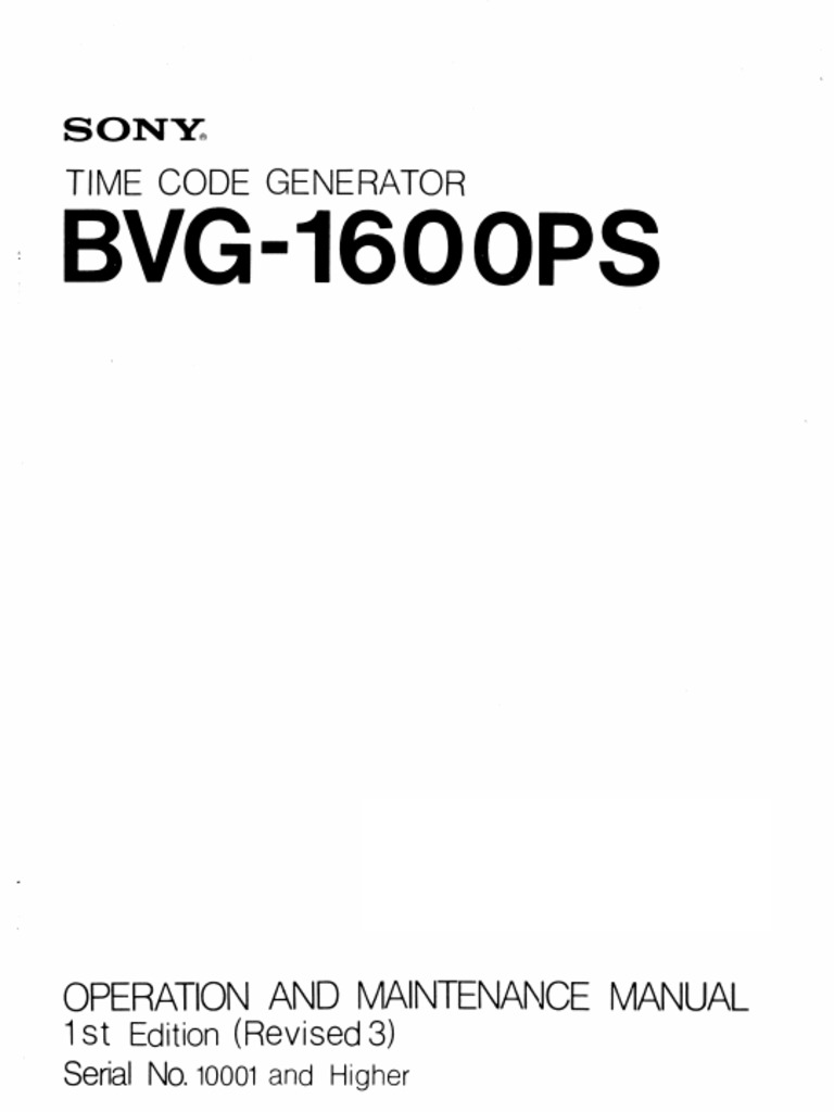 BVG1600PS OM SONY en Time Code Generatot | PDF