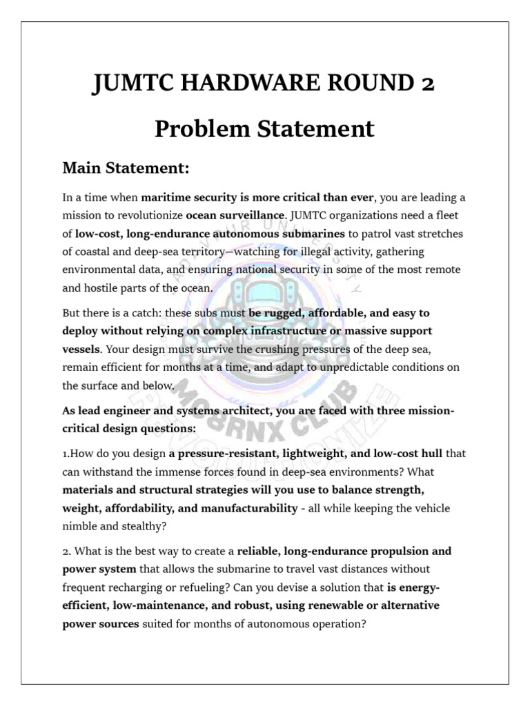 Hardware R2 Problem Statement | PDF | Deep Sea | Submarines