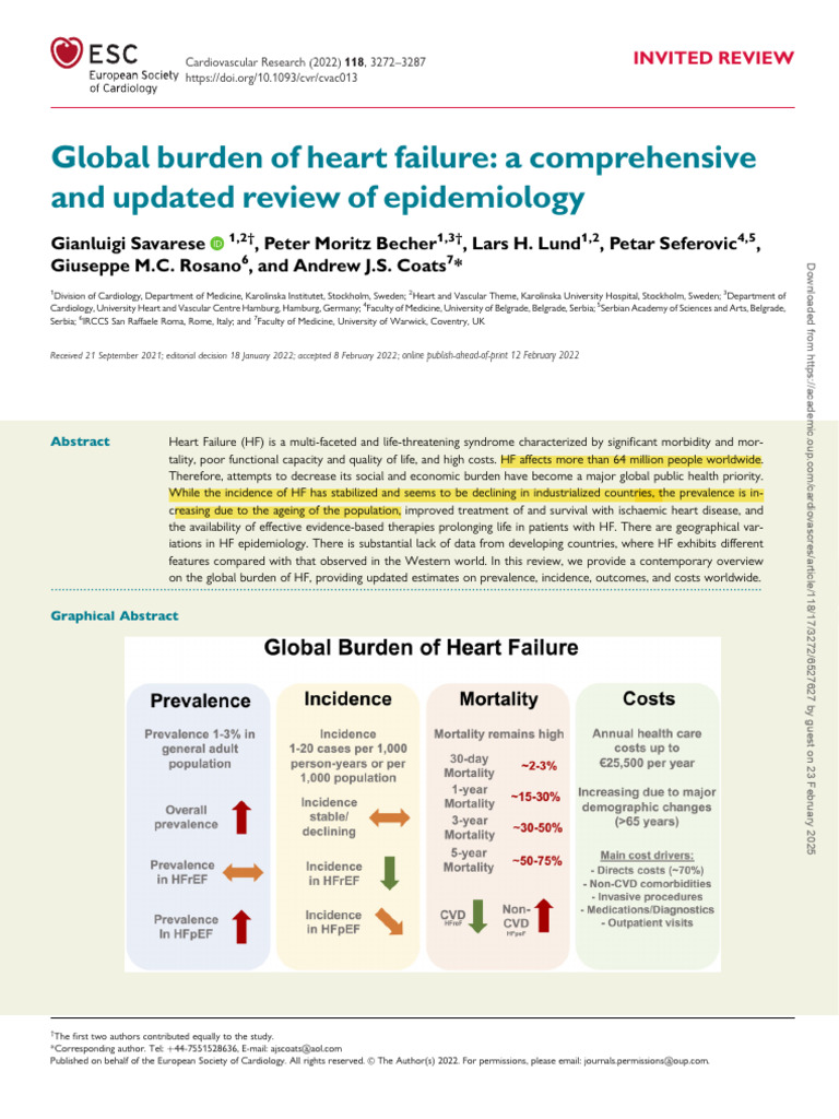 2022.Global burden of heart failure | PDF | Heart Failure | Medical ...