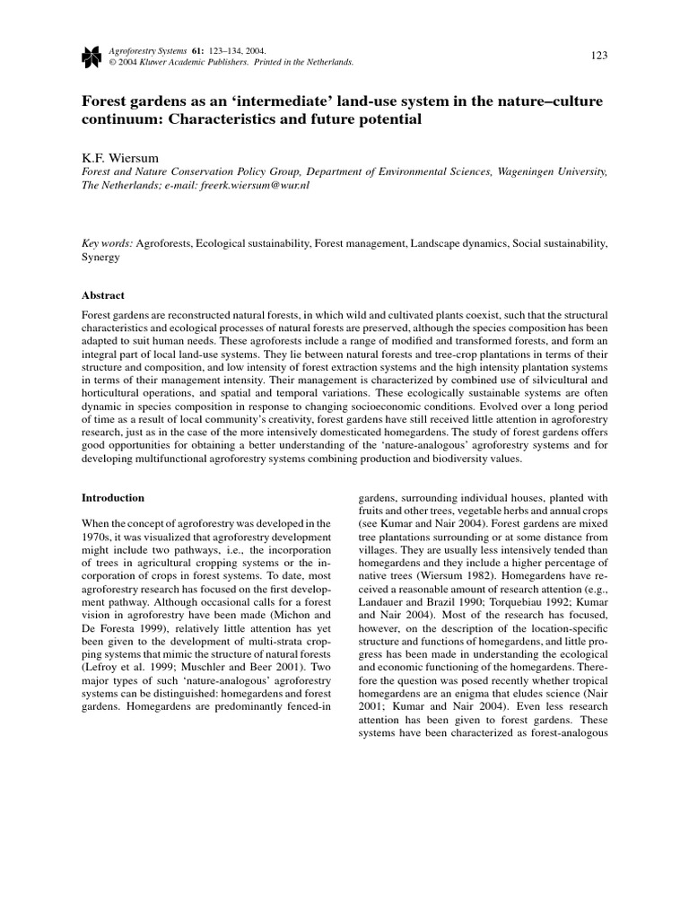 Forest Gardens: Sustainable Agroforestry Systems | PDF | Forests ...