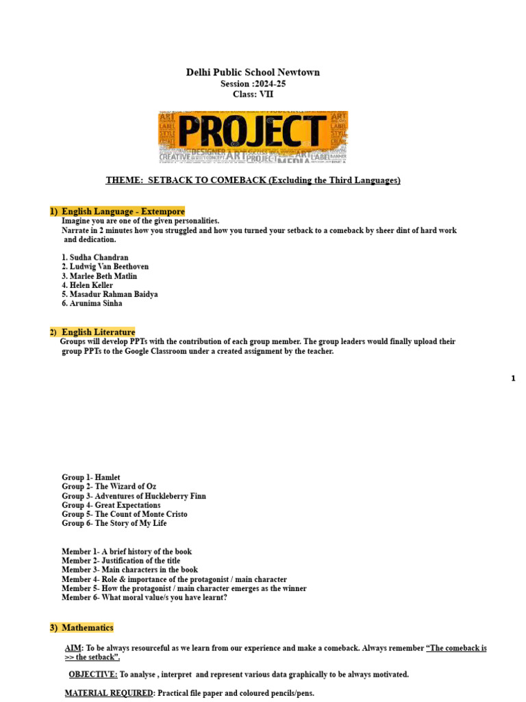 24 25Class7ProjectdetailsTermI | PDF