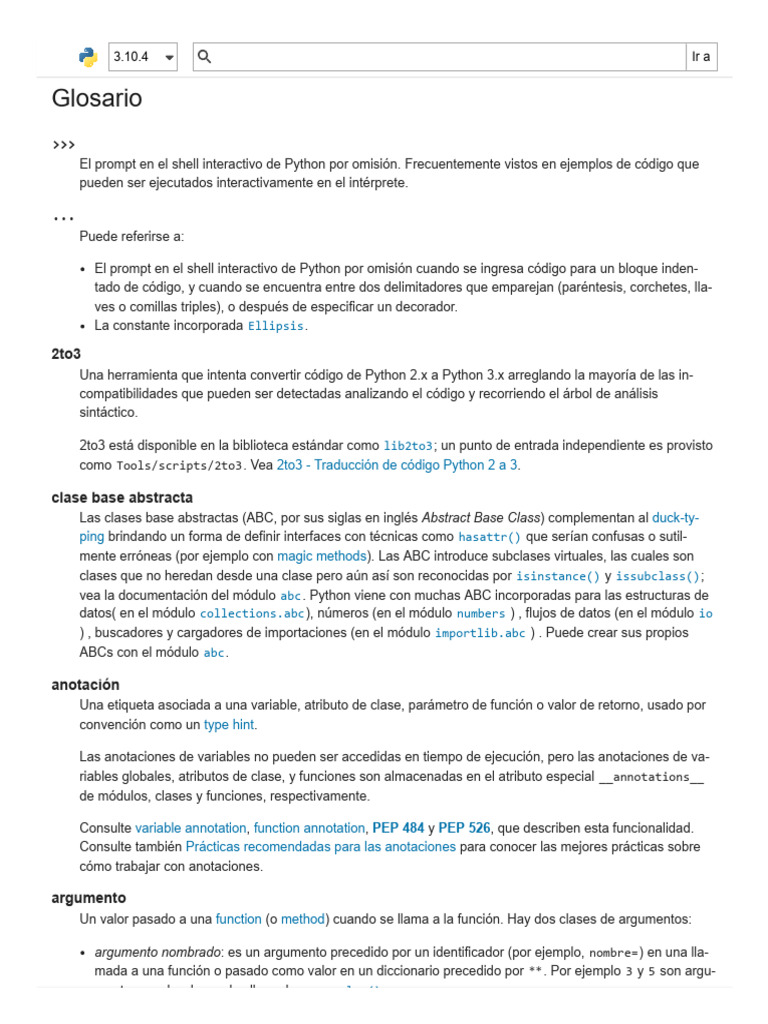 Glosario de términos en Python 3 | PDF | Python (lenguaje de ...