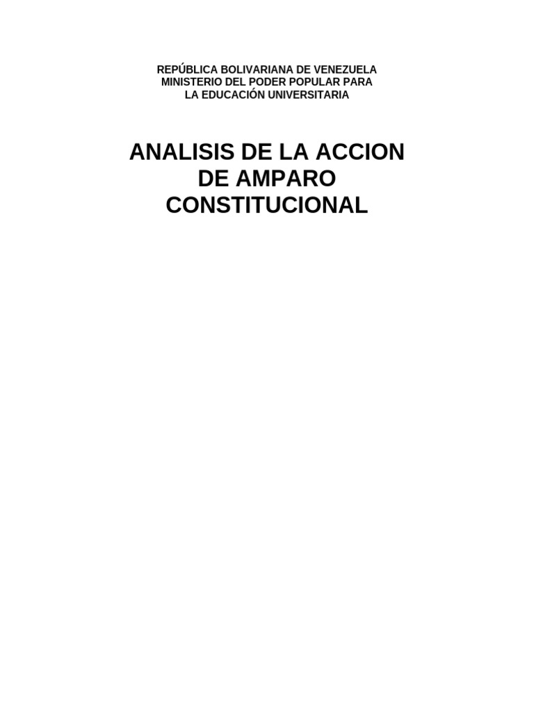 Análisis de la Acción de Amparo Constitucional | PDF | Habeas corpus ...