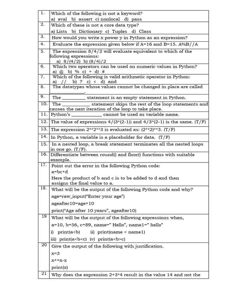 Worksheet 2 (Revision Tour 1 & 2) | PDF | Data Type | Python ...
