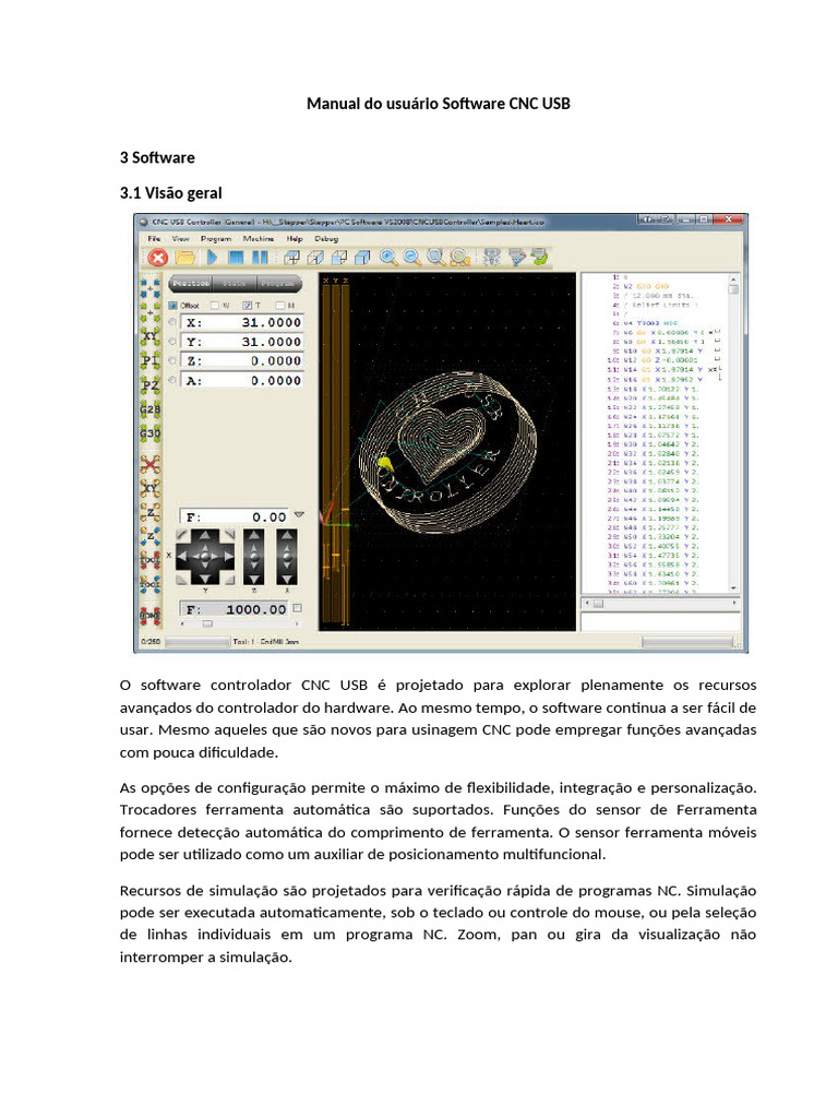 Manual do Software CNC USB: Funcionalidades | PDF | USB | Programas