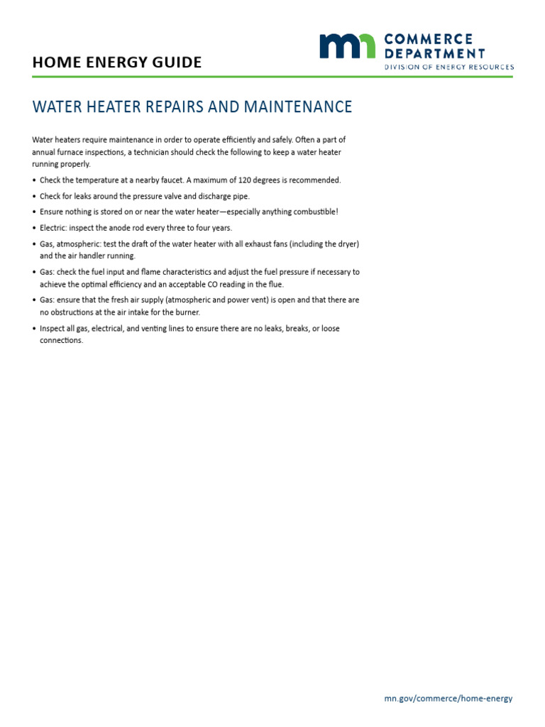 Water Heater Maintenance Checklist | PDF