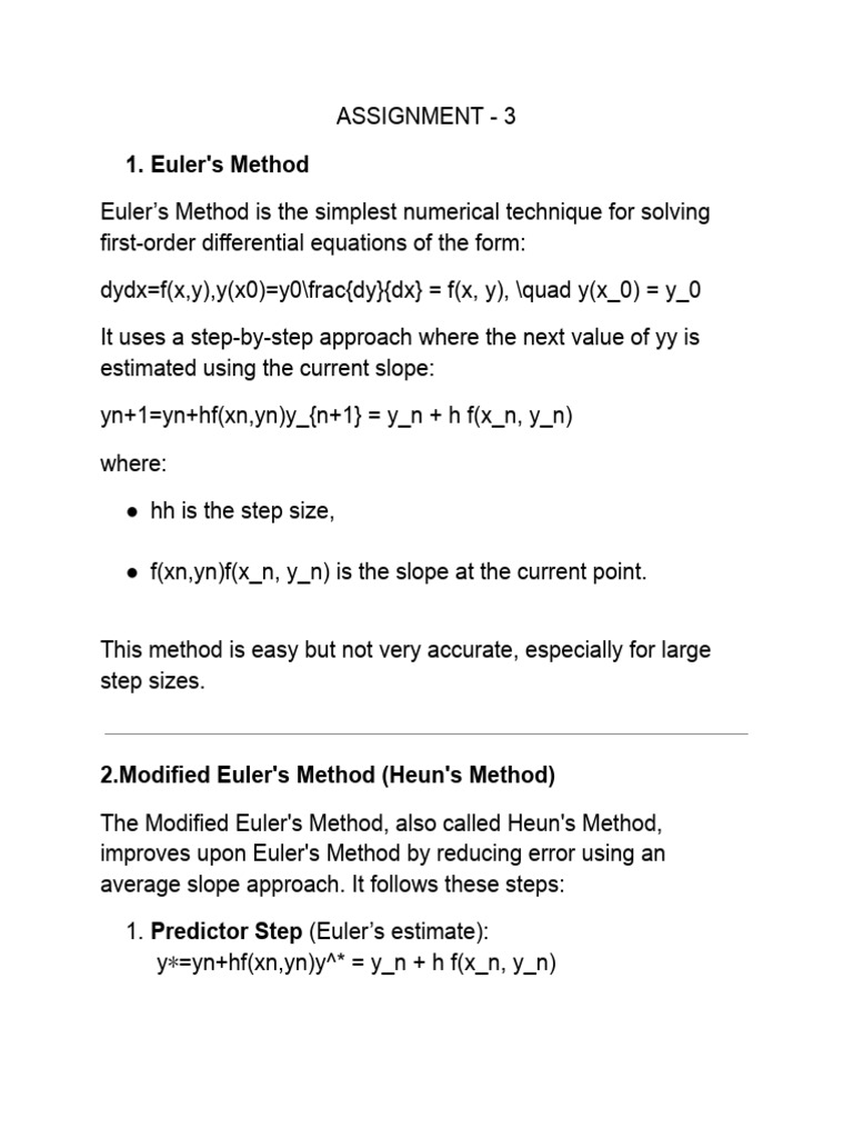 Heun's Method: Improved Euler's Technique | PDF | Differential Calculus ...