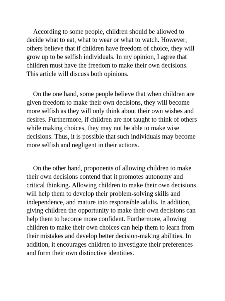 Benefits of Children's Decision-Making | PDF