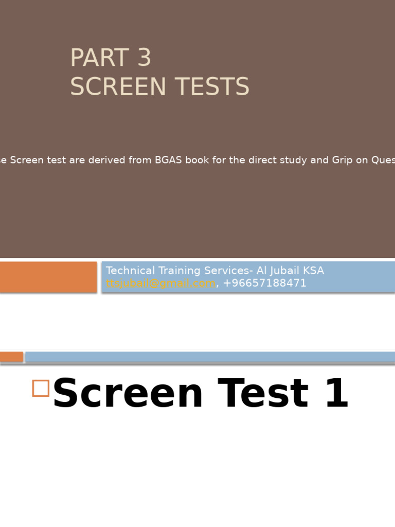 Screen Tests for Technical Training | PDF