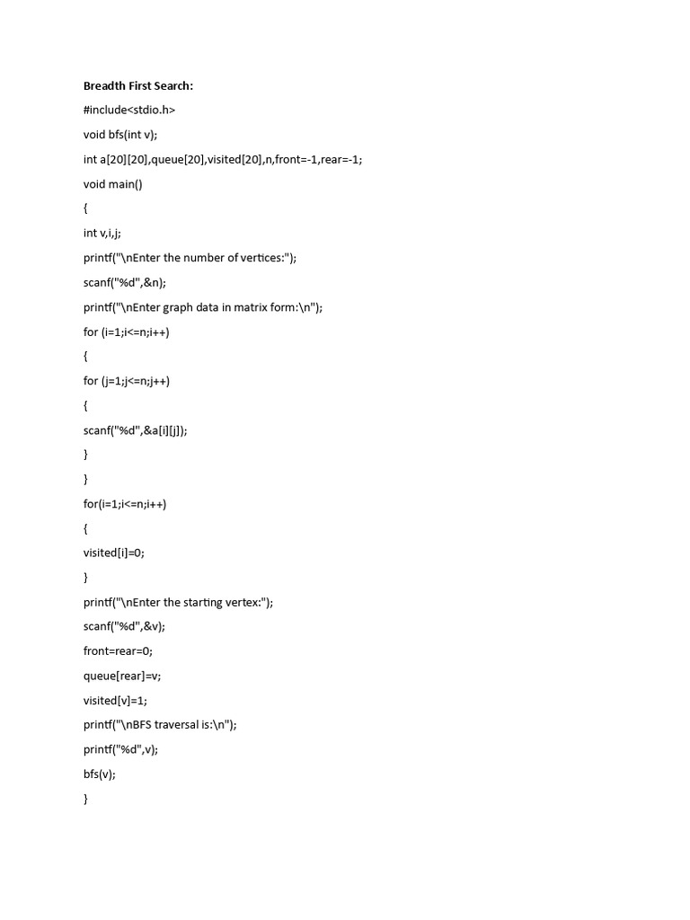 Breadth First Search Algorithm Example | PDF