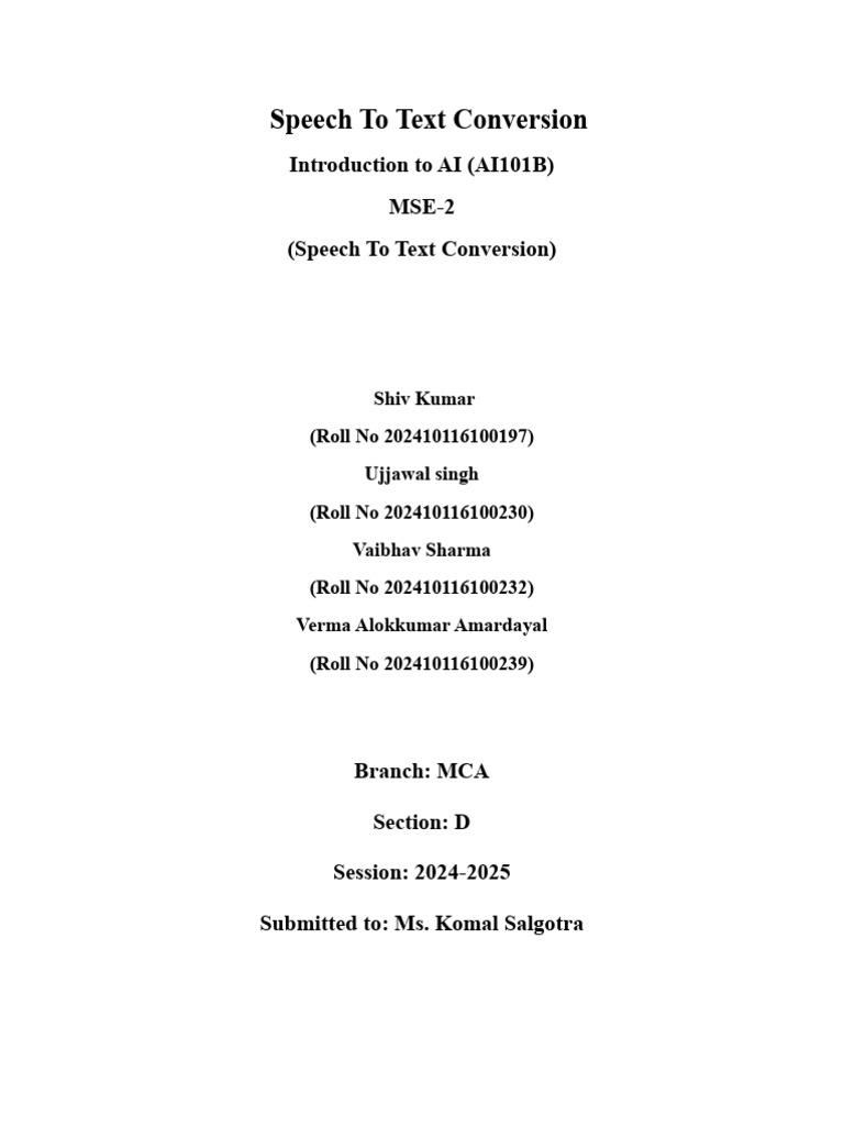 Speech To Text Conversion | PDF | Speech Recognition | Python ...