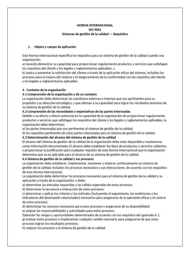 Requisitos de la Norma ISO 9001 | PDF | Calidad (comercial) | Gestión ...