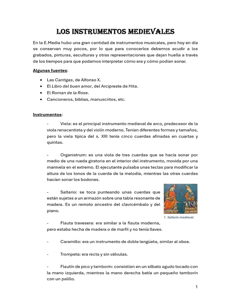 Instrumentos Musicales de la Edad Media | PDF | Instrumentos musicales ...
