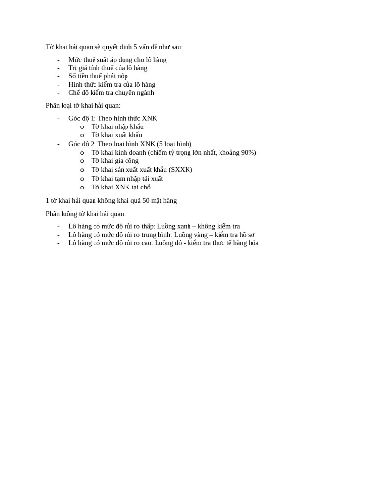 Tờ Khai Hải Quan | PDF