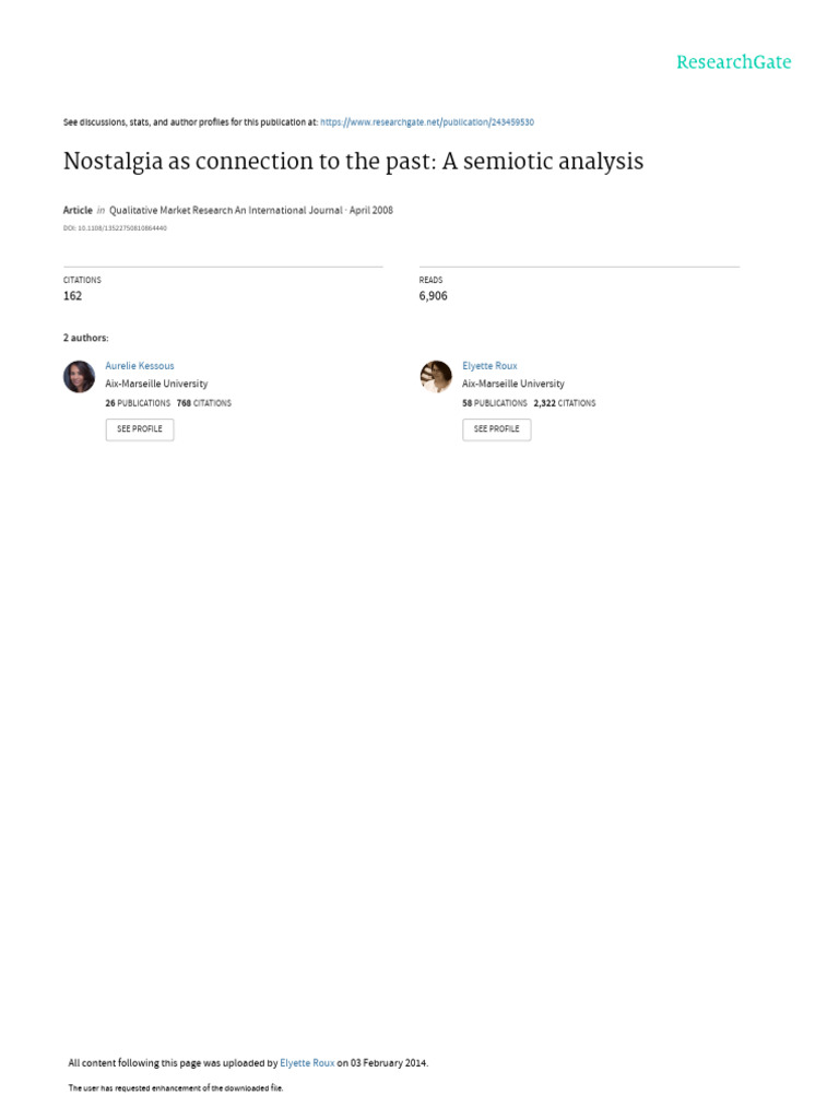 Semiotic Analysis of Nostalgia | PDF | Nostalgia | Brand
