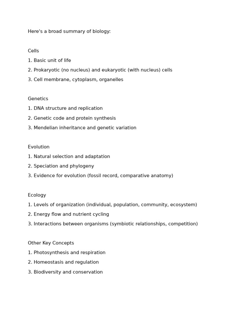 Overview of Key Biology Concepts | PDF