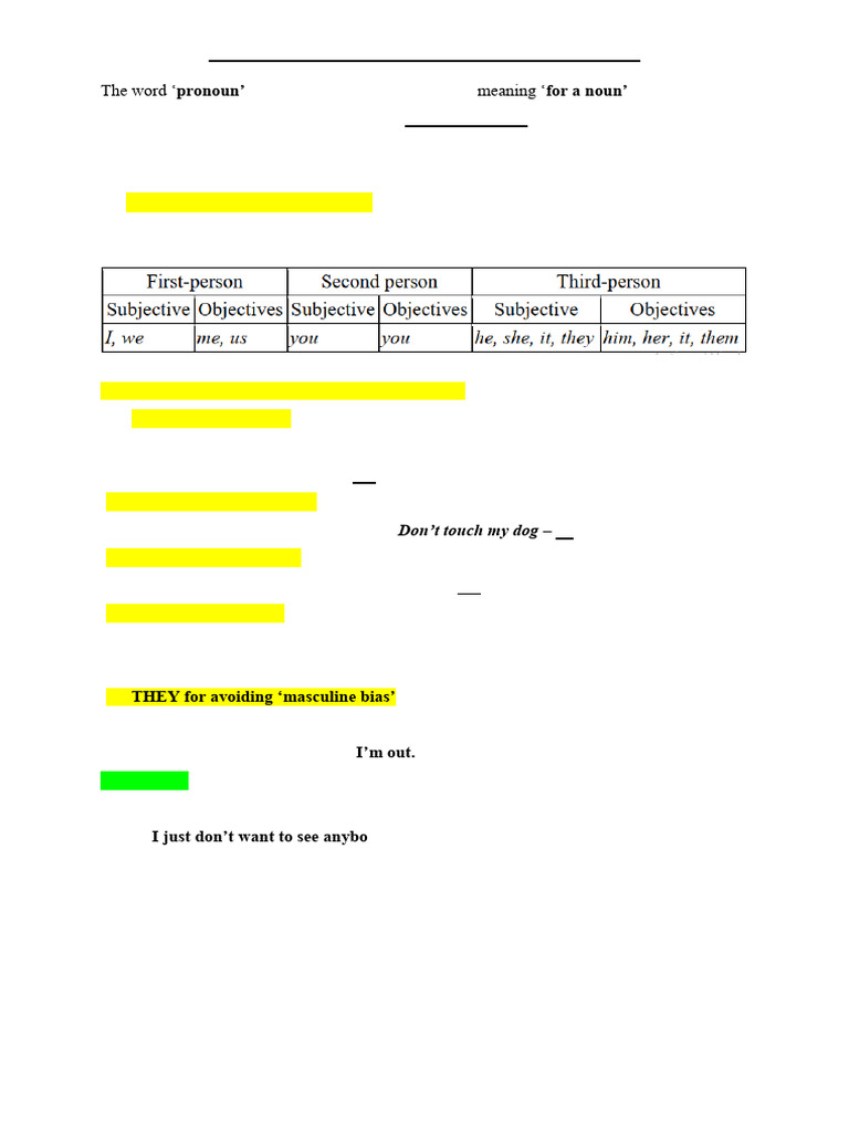Lessons 6 and 7-Pronouns and Verbs | PDF | Pronoun | Linguistic Typology