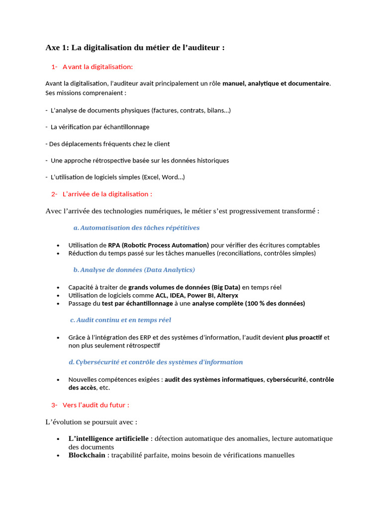 Digitalisation de l'audit : évolution et enjeux | PDF