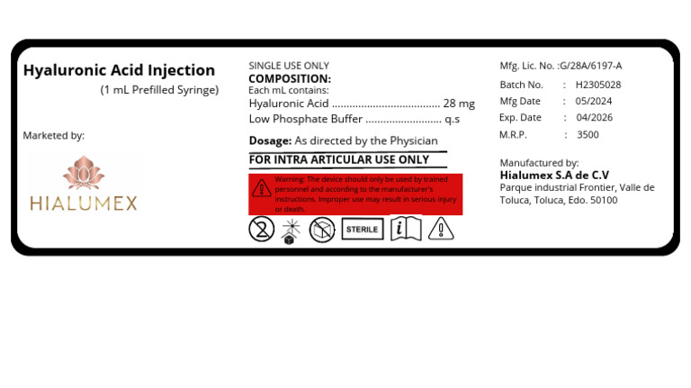 Hyaluronic Acid Injection Details | PDF