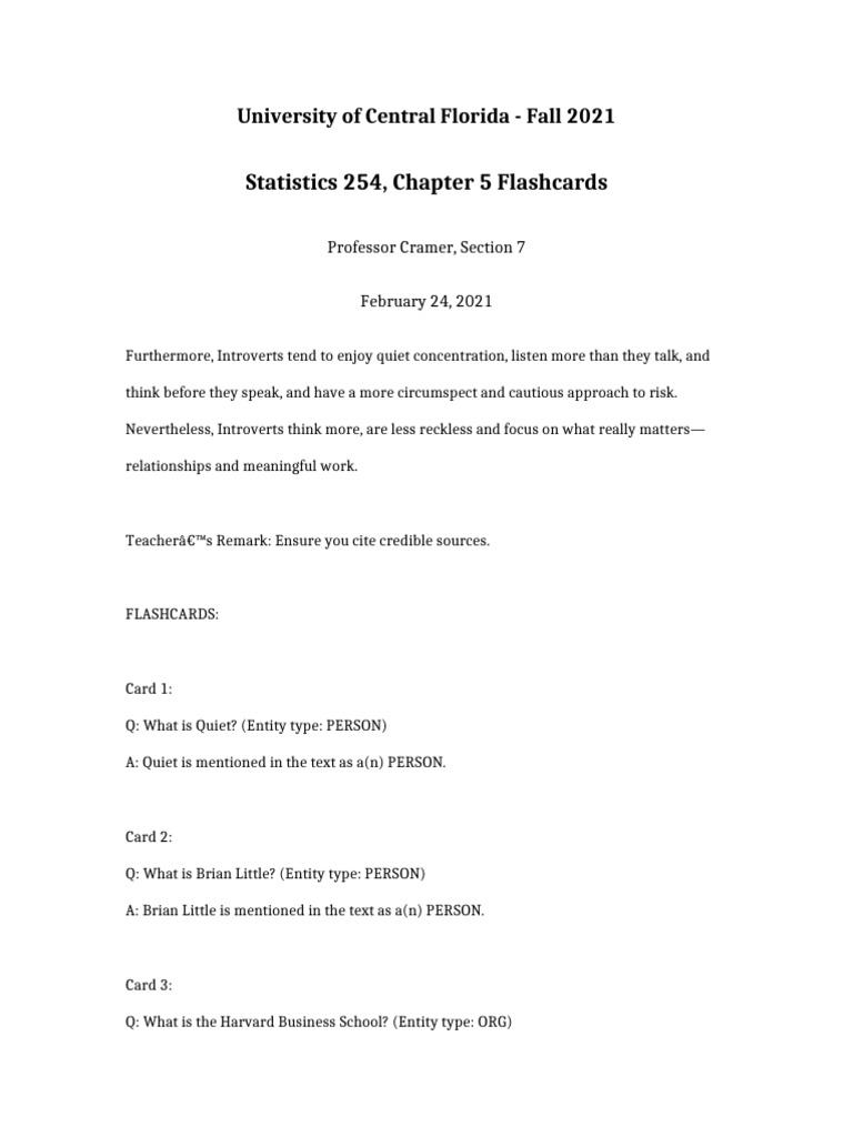 Statistics 254 Chapter 5 Flashcards | PDF