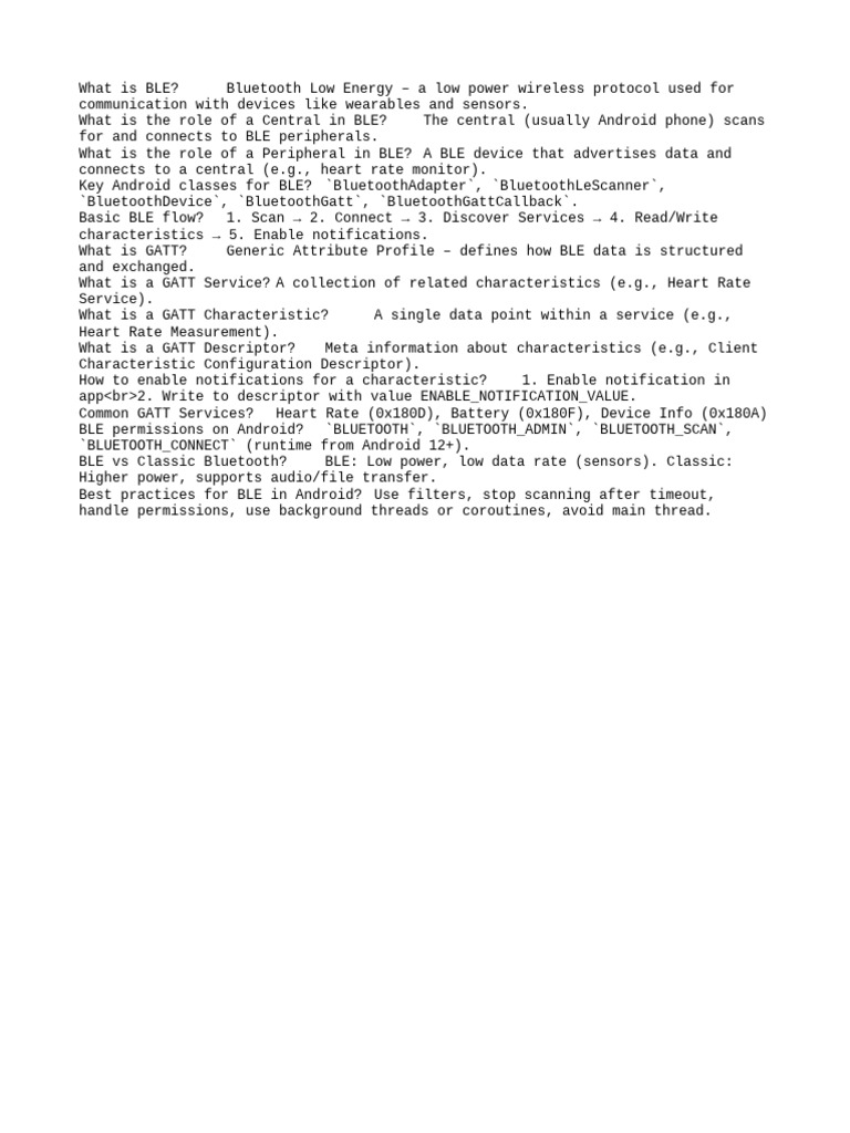 Understanding Bluetooth Low Energy (BLE) | PDF