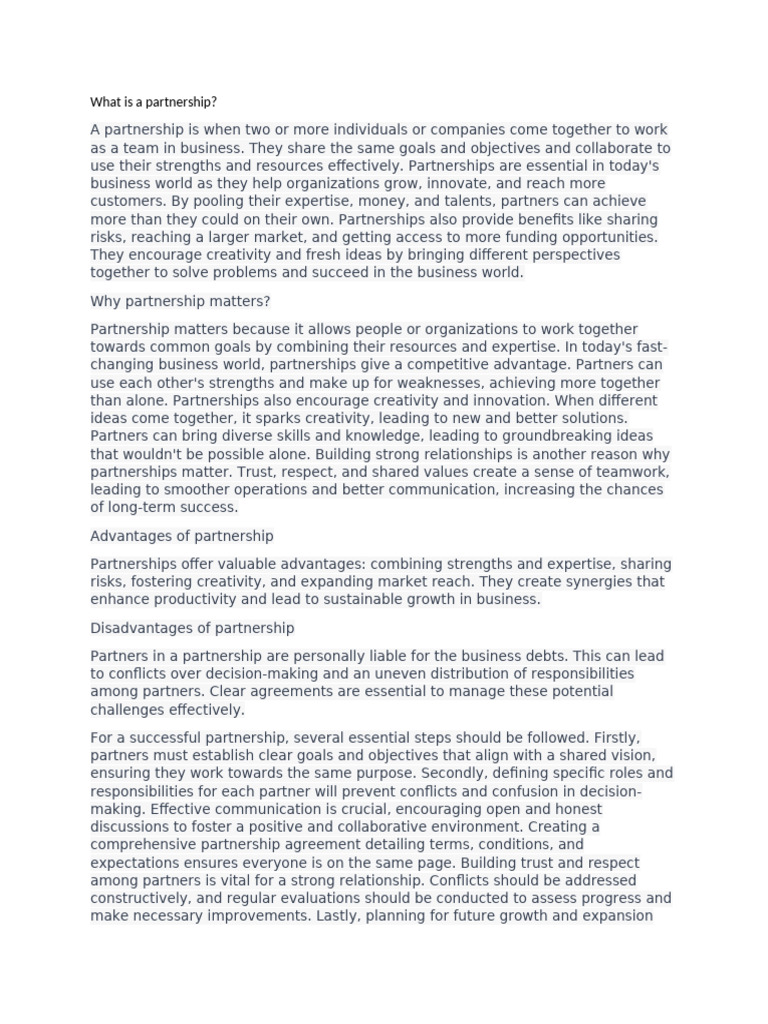 What Is A Partnership Script | PDF | Creativity | Partnership