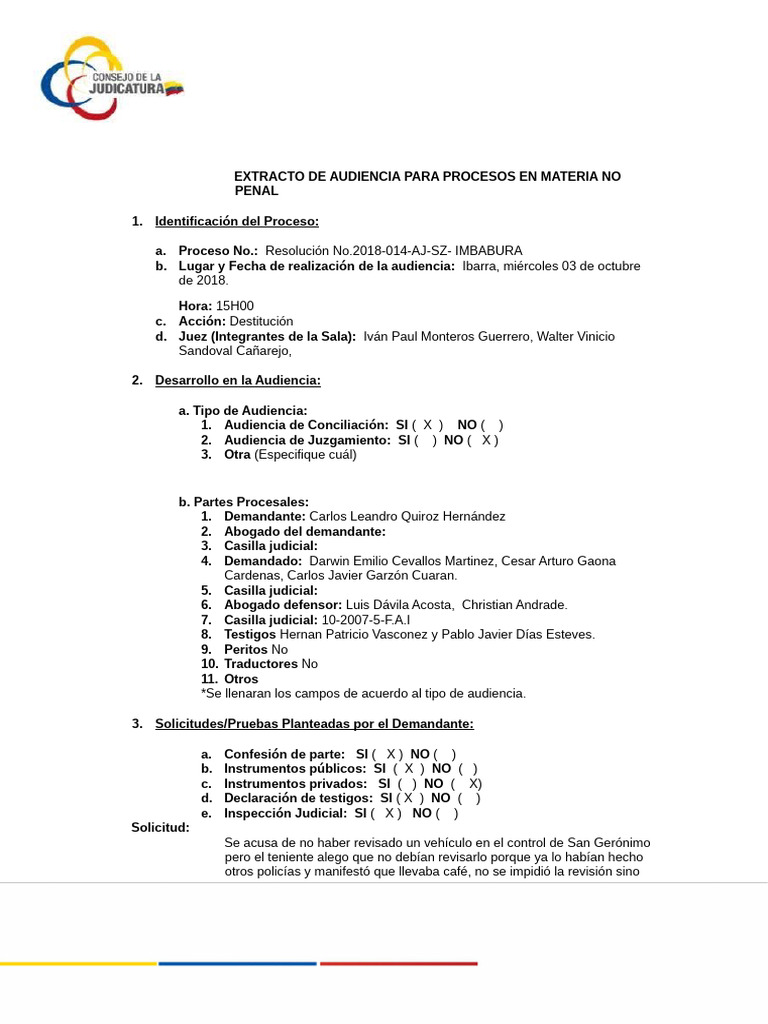 Audiencia de Destitución en Ibarra | PDF | Justicia | Crimen y violencia