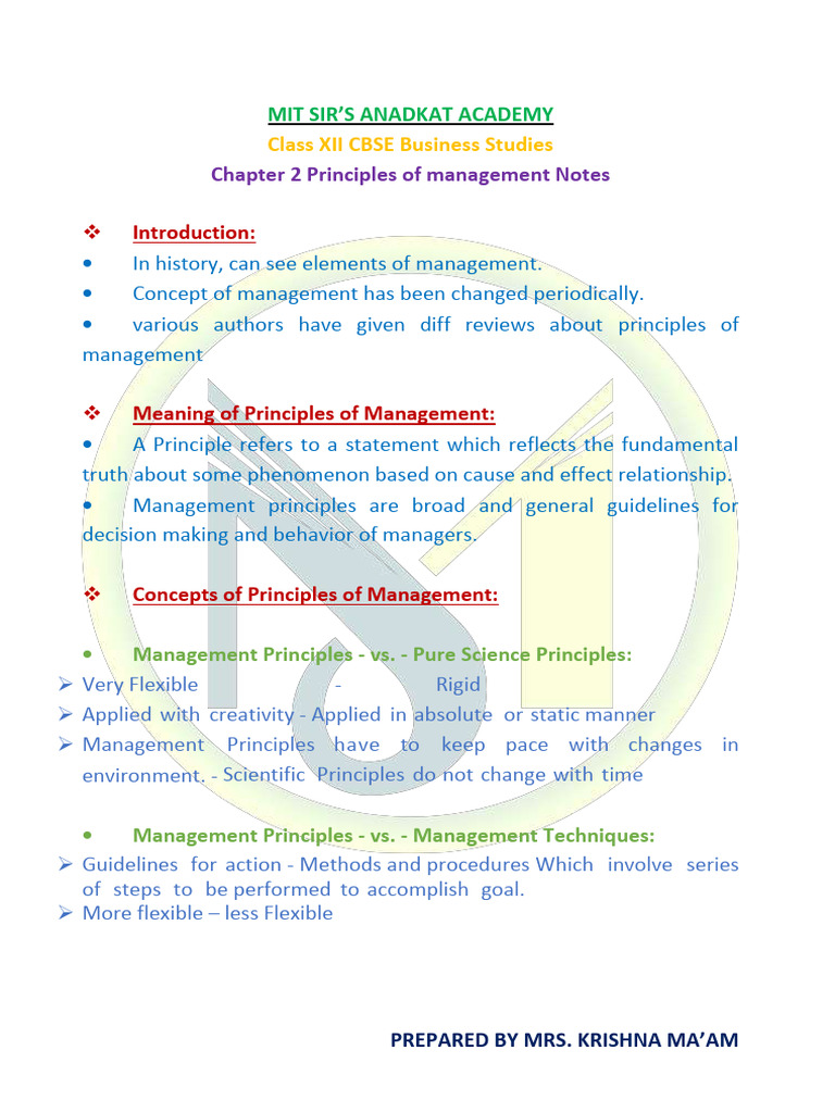 Class Xii Cbse Bs CH 2 Notes Kmbhatt PDF | PDF | Lean Manufacturing ...